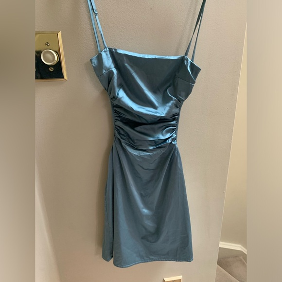 Blush BJ open back silk cut out ruched dress - Picture 1 of 2